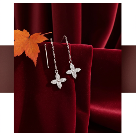 Cercei Fir cu cruciulita din argint Sterling 925 cu diamante simulate [1]