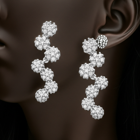 CERCEI ARGINT CU PIETRE - Cercei Flori de Gheata din argint Sterling 925 cu diamante simulate