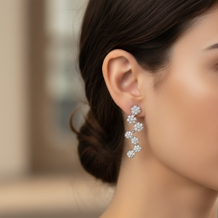 Cercei Flori de Gheata din argint Sterling 925 cu diamante simulate [1]