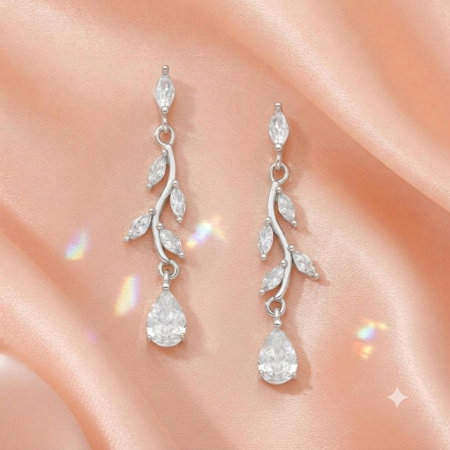 Cercei Flori din argint Sterling 925 cu diamante simulate [0]