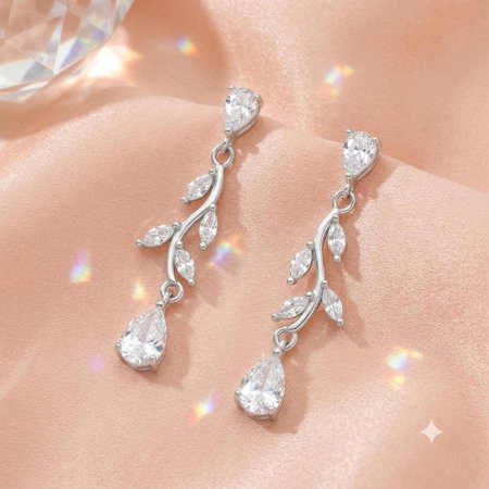 Cercei Flori din argint Sterling 925 cu diamante simulate [2]