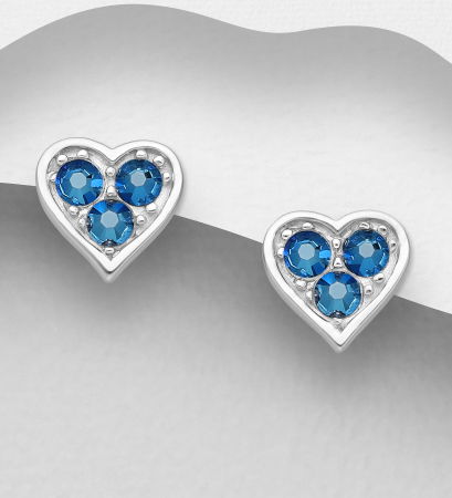 CERCEI ARGINT CU PIETRE - Cercei Inima din argint sterling 925 cu cristale austriece