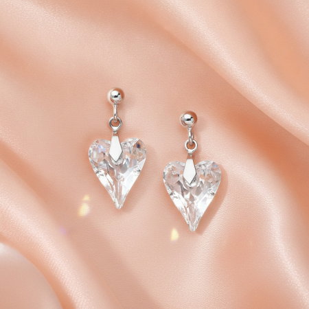 CERCEI ARGINT DAMA - Cercei  Inima din argint Sterling 925 cu un cristal fin austriac