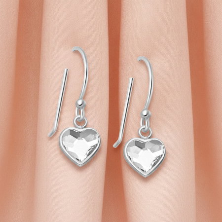 CERCEI ARGINT CU PIETRE - Cercei Inimioara din argint Sterling 925 cu cristale fine austriece