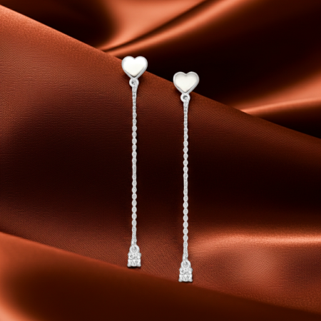 CERCEI ARGINT CU PIETRE - Cercei Inimioara din argint Sterling 925 cu diamante simulate