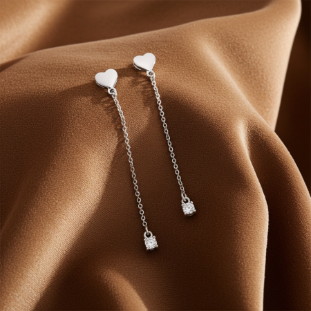 Cercei Inimioara din argint Sterling 925 cu diamante simulate [1]