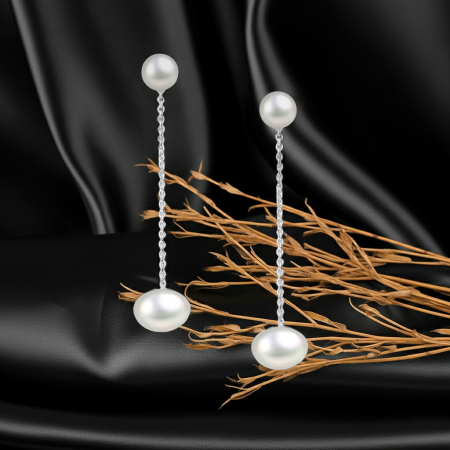 Cercei Lant din argint Sterling 925 cu perle de apa dulce [2]