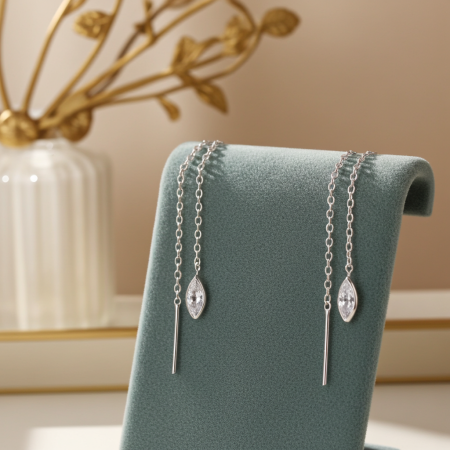 Cercei Lant din argint Sterling 925 cu un diamant simulat [2]