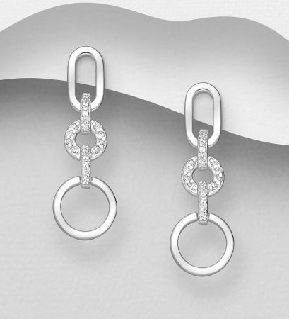CERCEI ARGINT DAMA - Cercei Lant rotund din argint  sterling 925 cu diamante simulate