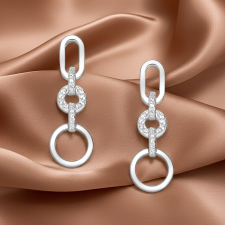 CERCEI ARGINT CU PIETRE - Cercei Lant rotund din argint  sterling 925 cu diamante simulate