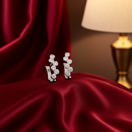 Cercei Omega din argint Sterling 925 cu diamante simulate [2]