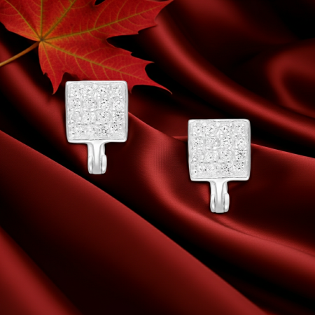 CERCEI ARGINT CU PIETRE - Cercei Patrati din argint Sterling 925 cu diamante simulate