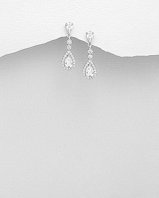 CERCEI ARGINT CU PIETRE - Cercei Push-Back din argint Sterling 925 cu diamante simulate
