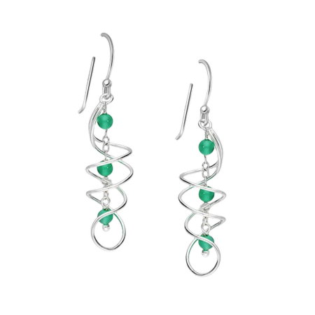 CERCEI ARGINT CU PIETRE - Cercei spiralati din argint Sterling 925 cu diverse pietre semipretioase