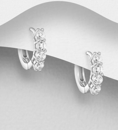 CERCEI ARGINT CU PIETRE - Cercei  Cerc mic din argint Sterling 925 cu diamante simulate