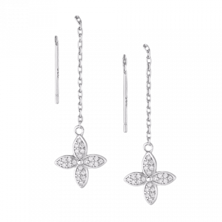 BIJUTERII SI CEASURI - Cercei Fir cu cruciulita din argint Sterling 925 cu diamante simulate