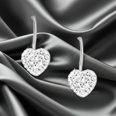 Cercei tip inima din argint Sterling 925 cu cristale de sticla [2]