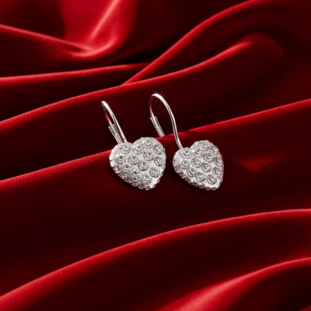 Cercei tip inima din argint Sterling 925 cu cristale de sticla [1]