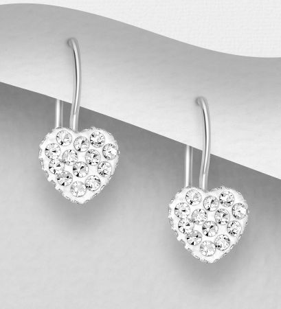 CERCEI ARGINT CU PIETRE - Cercei tip inima din argint Sterling 925 cu cristale de sticla