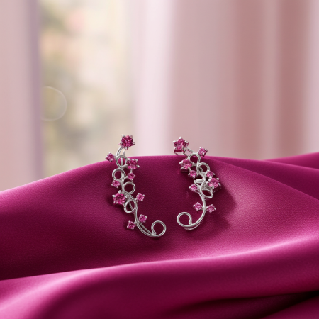 CERCEI ARGINT CU PIETRE - Cerceii Agrafa din argint Sterling 925 cu cristale din sticla