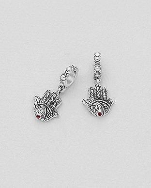 BIJUTERII ARGINT - Charm Hamsa din argint Sterling 925 cu diamante simulate