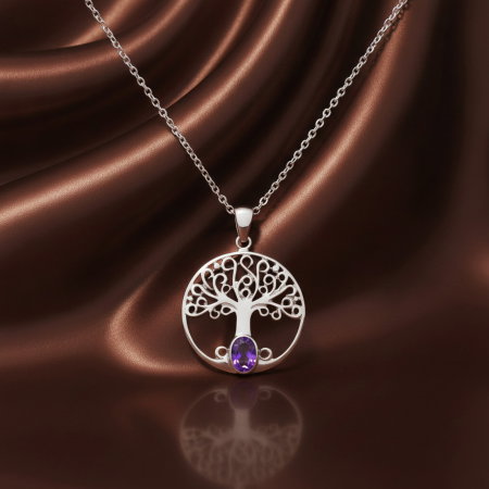 Colier Arborele Cosmic din argint 925 decorat cu ametist [2]