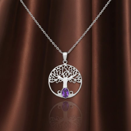 Colier Arborele Cosmic din argint 925 decorat cu ametist [5]