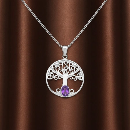 Colier Arborele Cosmic din argint 925 decorat cu ametist [8]