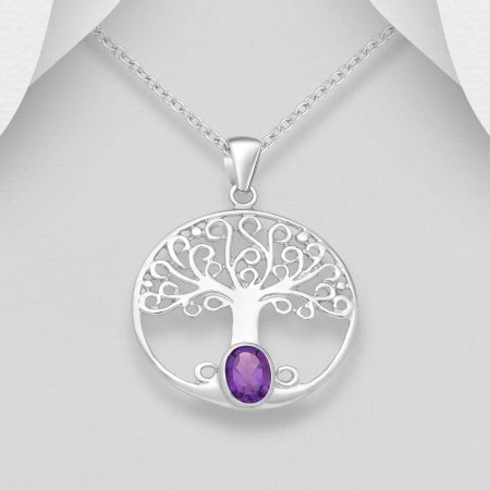 Colier Arborele Cosmic din argint 925 decorat cu ametist [7]