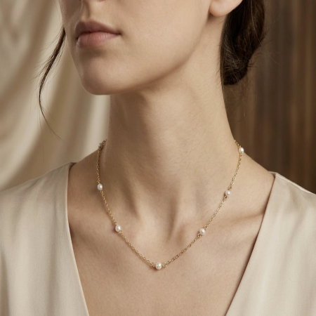 LANTISOARE ARGINT DAMA - colier-choker-cu-perle-din-argint-925-placat-cu-aur