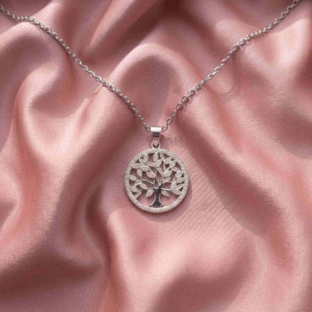 BIJUTERII ARGINT DAMA - colier-copacul-vieții-din-argint-sterling-925-cu-zirconii-albe