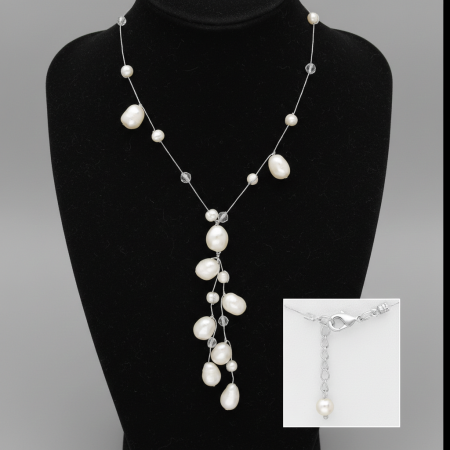 COLIERE - Colier cu margele din sticla si perle de apa dulce