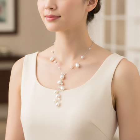 Colier cu margele din sticla si perle de apa dulce [5]