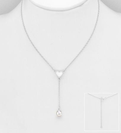 COLIERE - Colier Inimioara din argint Sterling 925 cu perle de apa dulce