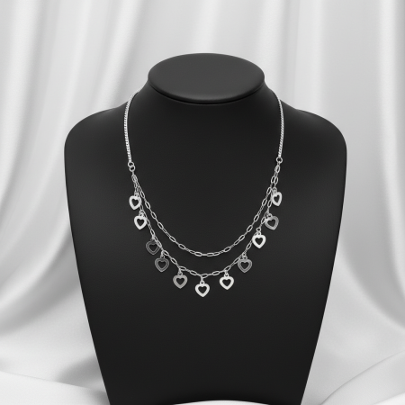 Colier dublu cu inimioare din argint Sterling 925 [1]