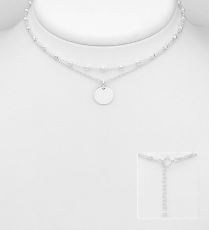 COLIERE - Colier dublu cu medalion, din argint Sterling 925