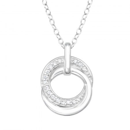 COLIERE ARGINT CU PIETRE - Colier Inele Petrecute din Argint Sterling 925 cu diamante simulate