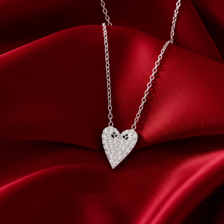 COLIERE ARGINT CU PIETRE - Colier Inima Ascutita din Argint Sterling 925 cu diamante simulate