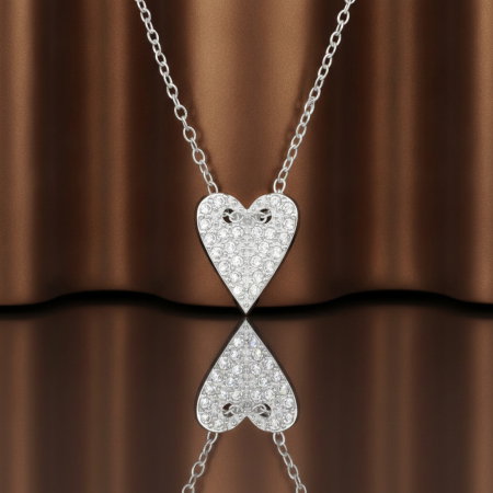 Colier Inima Ascutita din Argint Sterling 925 cu diamante simulate [4]
