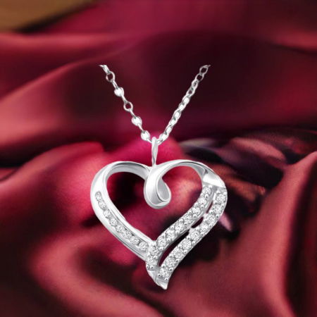 COLIERE ARGINT CU PIETRE - Colier Inima din Argint Sterling 925 cu diamante simulate