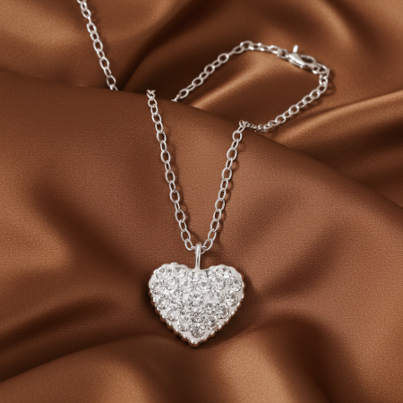 Colier Inima Plina din Argint Sterling 925 cu cristale [4]