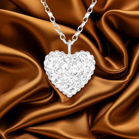 COLIERE ARGINT CU PIETRE - Colier Inima Plina din Argint Sterling 925 cu cristale