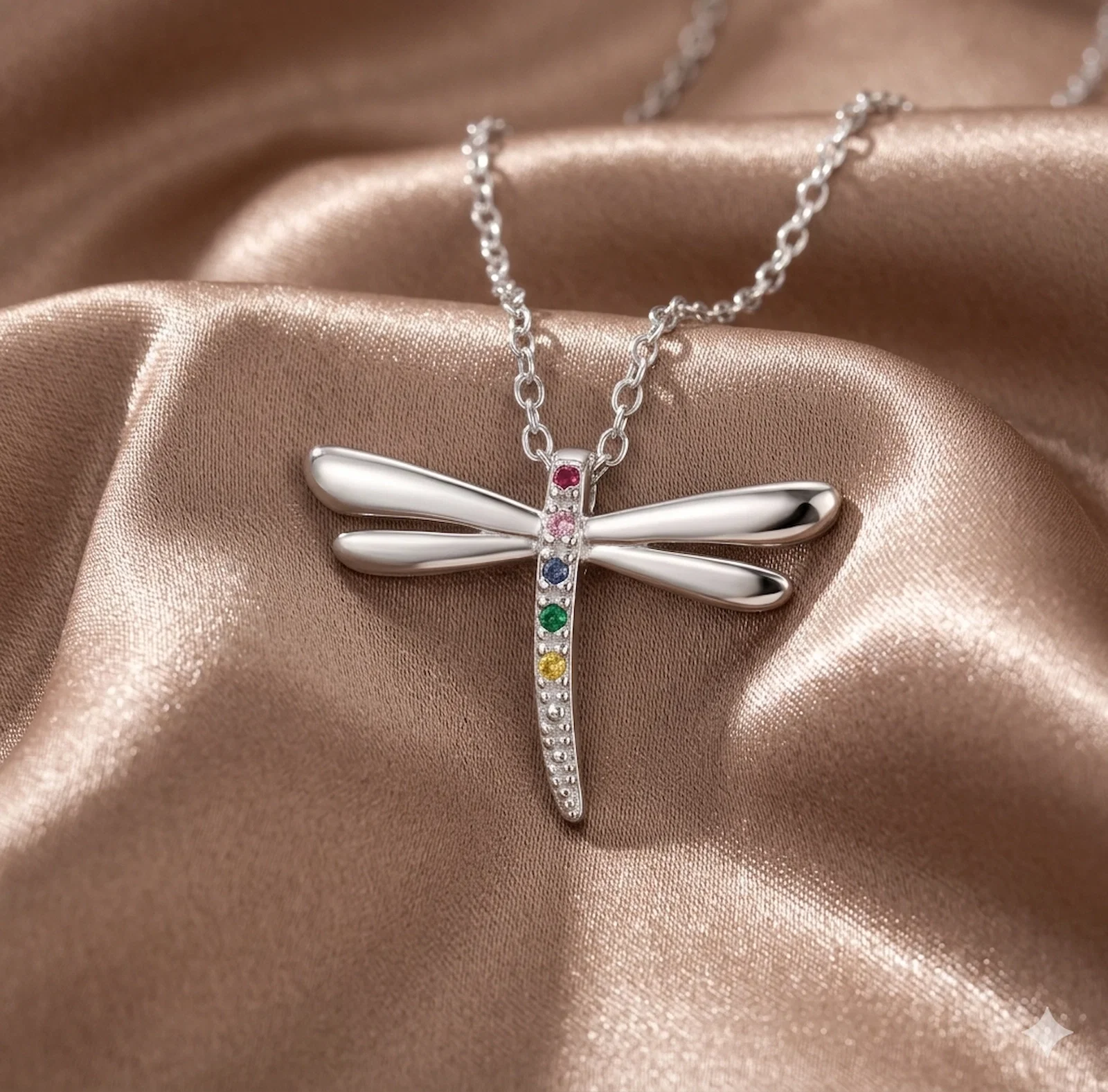 COLIERE ARGINT CU PIETRE - Colier Libelula din Argint Sterling 925 decorat cu pietre colorate