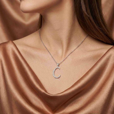 COLIERE ARGINT CU PIETRE - colier-litera-c-din-argint-sterling-925-cu-diamante-simulate