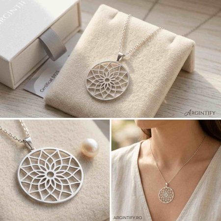 COLIERE - colier-mandala-floare-de-lotus-din-argint-sterling-925