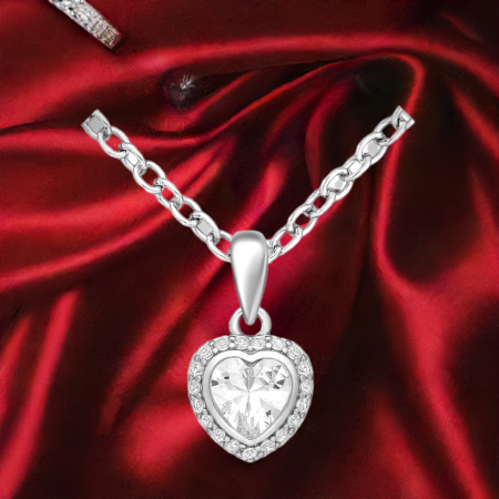 COLIERE - Colier Mini Inimioara din argint Sterling 925 cu diamante simulate