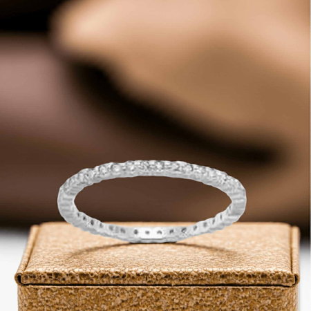 Inel Banda subtire din argint Sterling 925 cu diamante simulate [4]