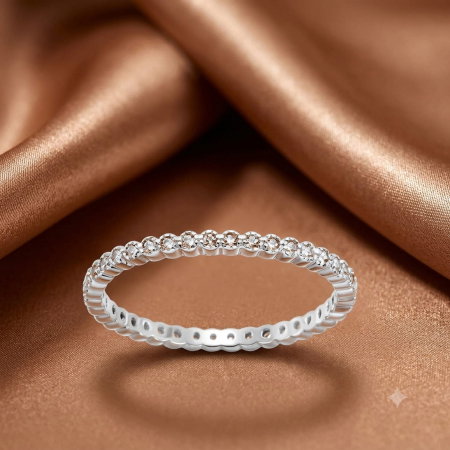 INELE ARGINT DAMA - Inel Banda subtire din argint Sterling 925 cu diamante simulate