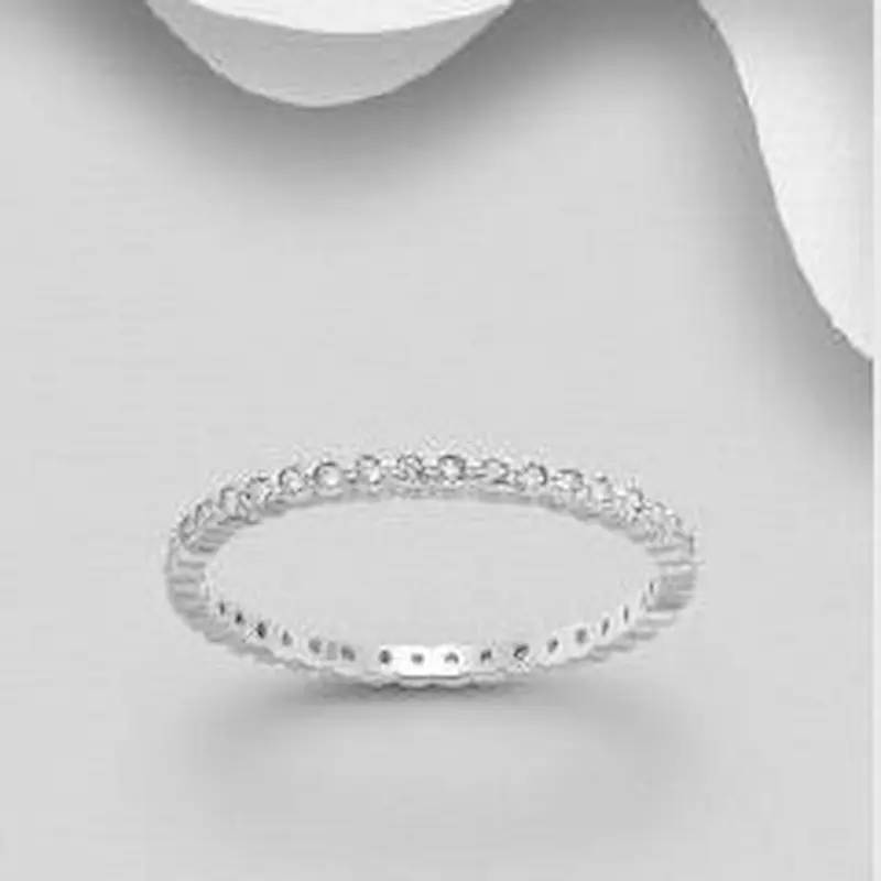Inel Banda subtire din argint Sterling 925 cu diamante simulate [6]
