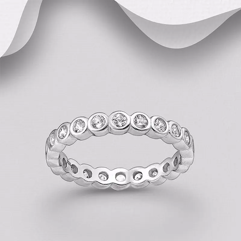 INELE LOGODNA SI VERIGHETE ARGINT - Inel Cercuri din argint Sterling 925 cu diamante simulate